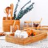 Dessert Tray Plant Basket Handmade Rattan Basket Rattan Storage Box Snack Bread Fruit Food Breakfast Table Display Tray