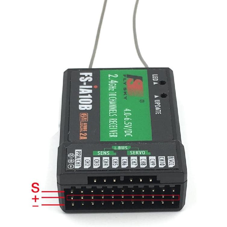 FLYSKY FS-iA10B Receiver 2.4G 10Channel PWM Output with PPM Compatible for FS I6 I10 I6S I6X Transmitter (iA10B)