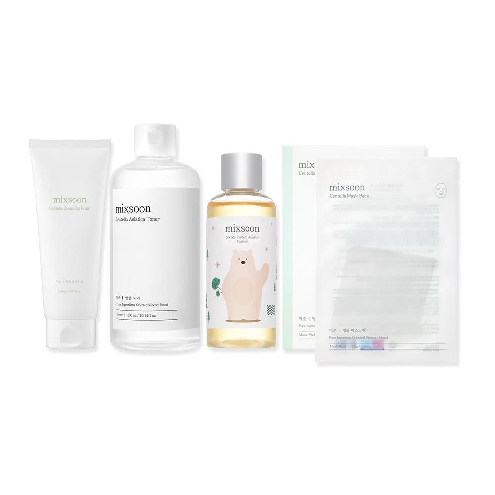 

Mixsoon Centella Line Best 4-Item Set Soothing and Hydrating Kit (Cleansing Foam 150ml, Toner 300ml, Essence 100ml, Mask 5ea)