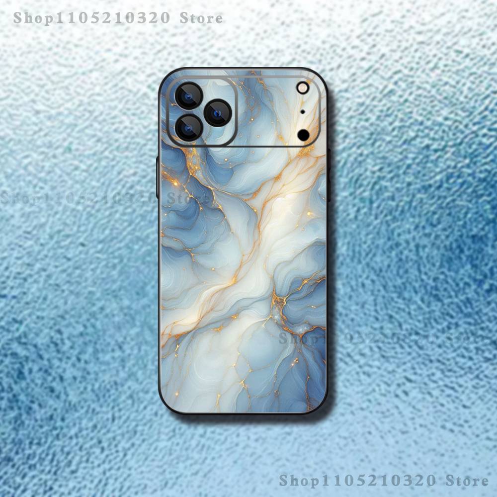 Cool Texture Platinum Marble Phone Case For iPhone 17,16,15,14,13,12,Pro,Max,Plus,E,SE4,Air,Mini Black Soft Box