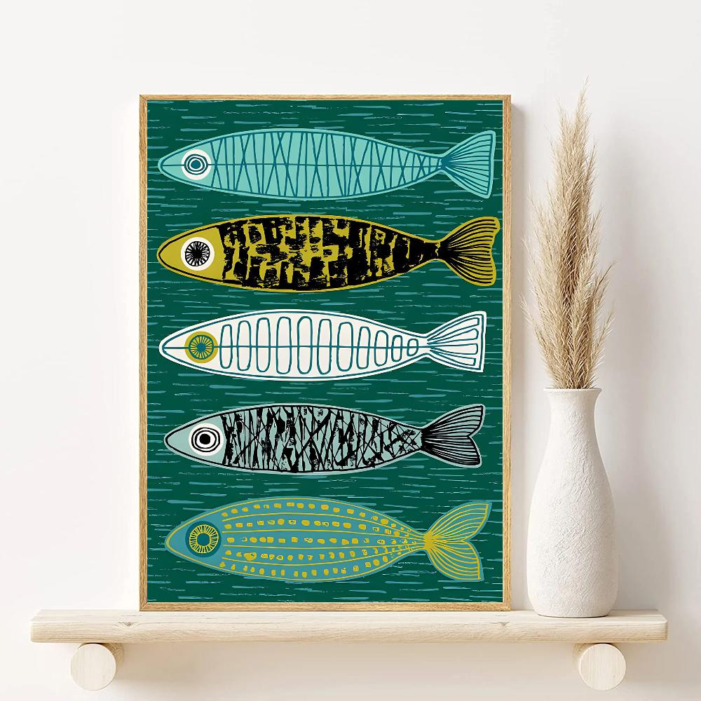 

Красочный Постер Сардина Лобстер Рыба Морское Животное HD искусство липкая стена водонепроницаемый дом гостиная спальня бар эстетичный декор 21cm×30cm NoFrame