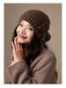 Women's Pure Wool Knitted Hat with Bow - Warm, Fashionable, Ear-Protecting, and Face-Slimming for Autumn and Winter