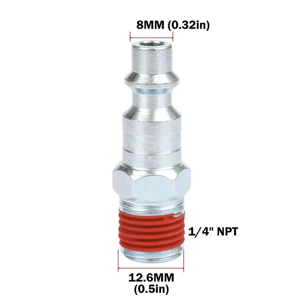 5Pcs Metal Pneumatic Connector with 1/4in NPT Male Thread Coated With Glue Hose Quick Connector US Type Air Hose Adapter Plug