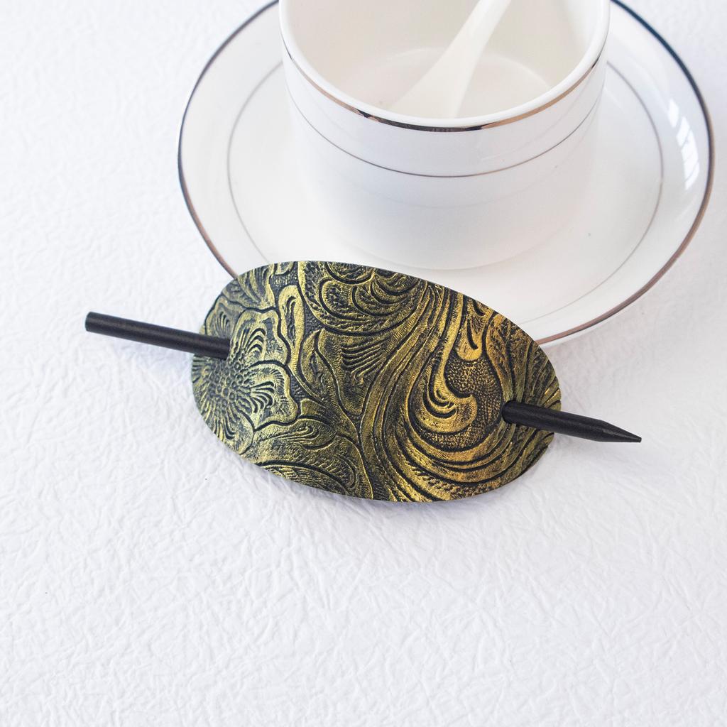 Damen Haarspange mit Stab Kunstleder Haarspange Stab Haarschmuck Oval Form Haarnadeln Pferdeschwanzhalter Haaraccessoires