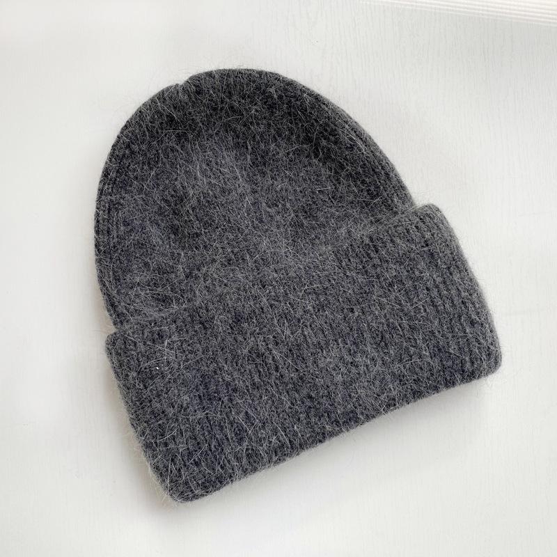 Women's Winter Hats Soft Knit Beanie Warm Rabbit Fur  Cute Solid Color Slouchy Cap Casual Outdoor Fashion Solid Adult Cover Head