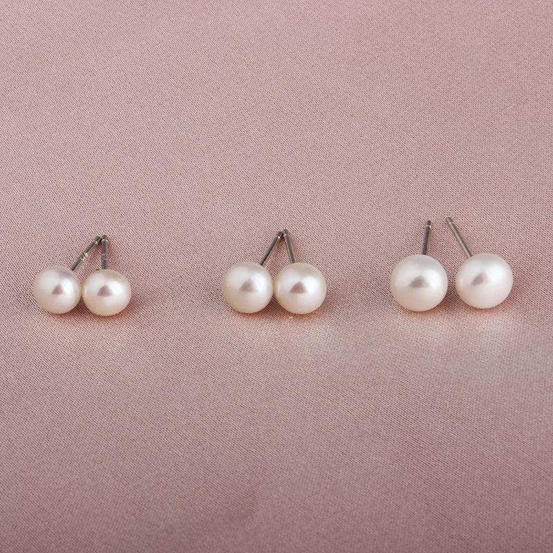 Boucles d'oreilles puces en argent sterling 925 et perles d'eau douce - Bijoux de mode style coréen pour Noël