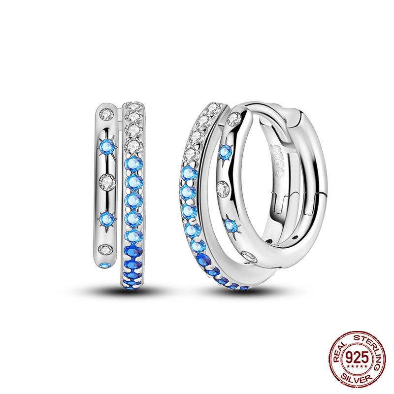 New 925 Sterling Silver Hope Rainbow Flower Earrings For Women Sparkling Colored Zircon Star Koi Earrings Party Jewelry