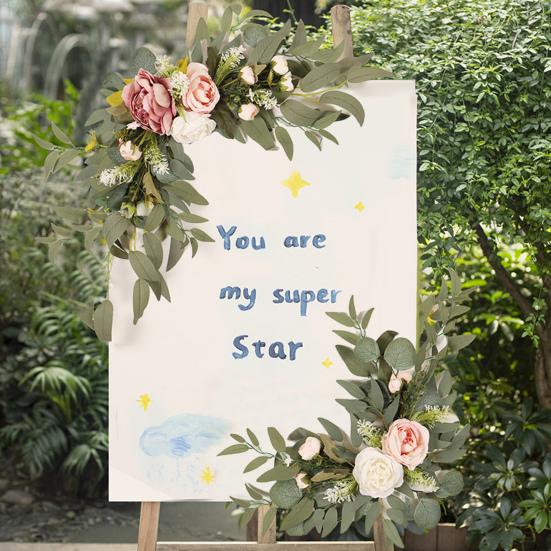 Yousheng 2Pcs Artificial Flowers Vivid Anti-fade No Wither Faux Silk Flower Wedding Welcome Simulated Flower Wedding Supplies