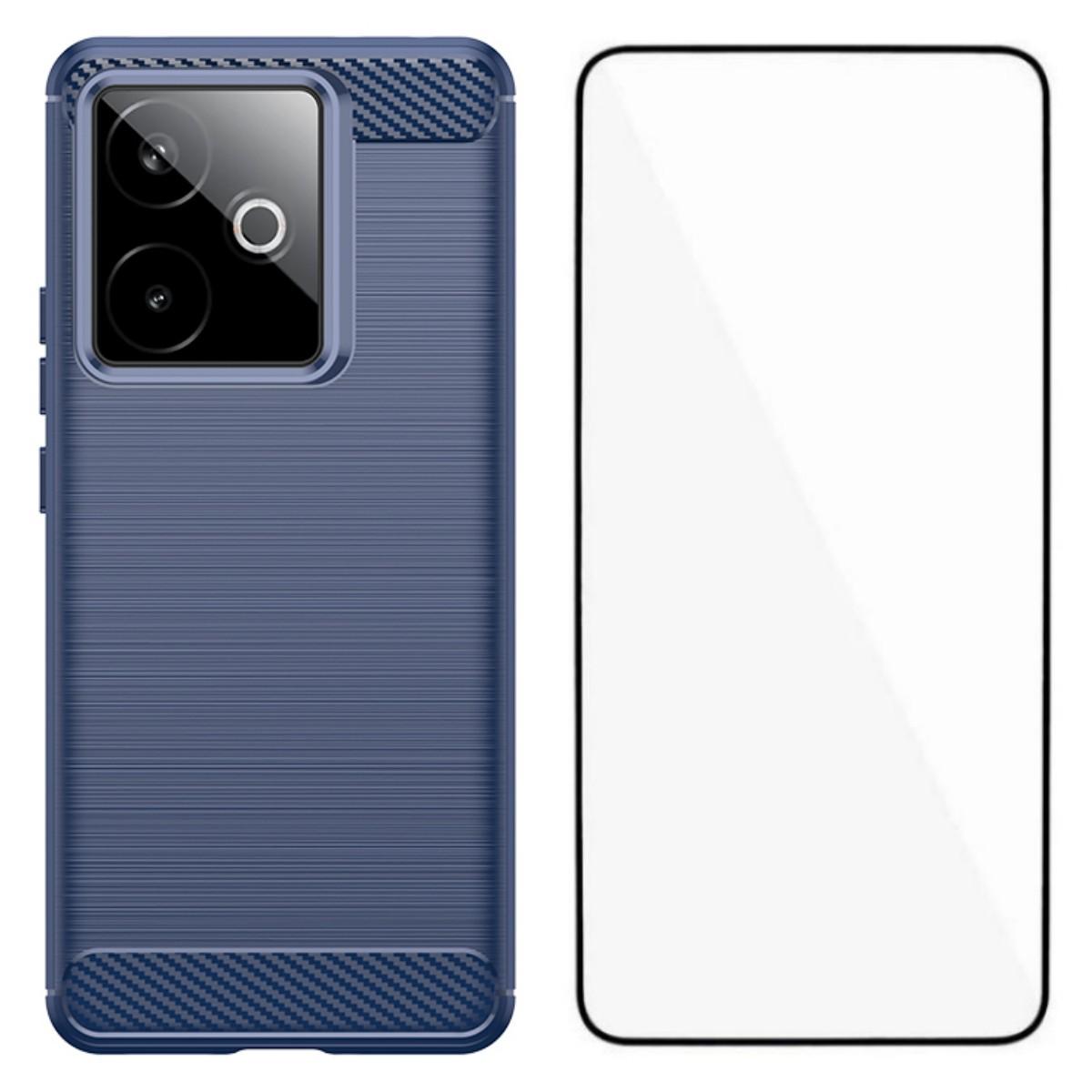 

Для Realme GT 7 5G Чехол с защитной пленкой WANLONFENG Серия LS Большое отверстие для объектива Текстура шлифовки ТПУ Чехол для телефона Blue