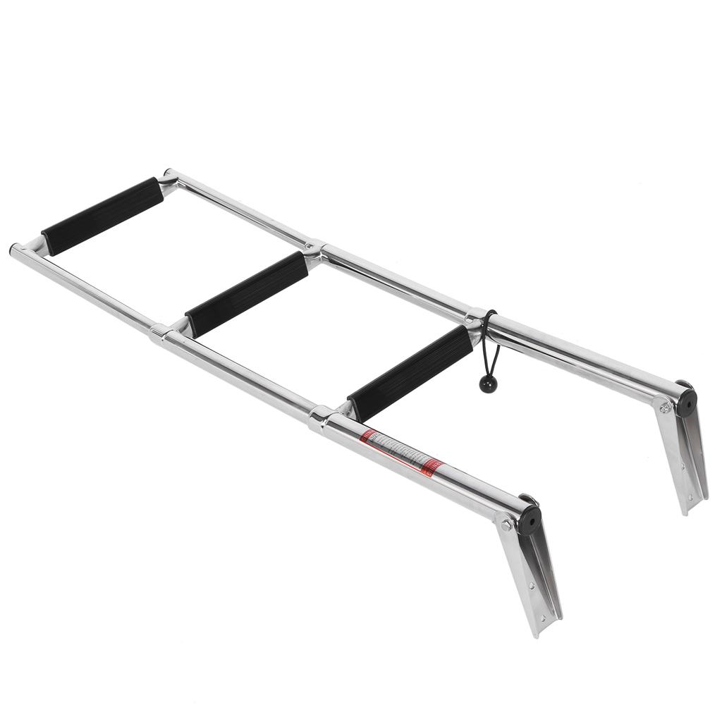 3‑Step Deck Ladder Telescoping Folding Boarding Platform Stair 304 Stainless Steel Boat Ramp