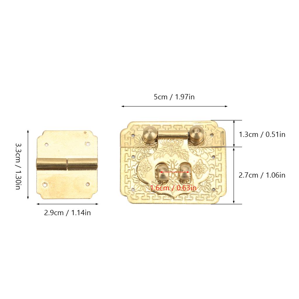 Box Lock Buckle Hinges Set Durable Rustproof Brass Corrosion Resistant Retro Style Wide Application Small Box Hinges