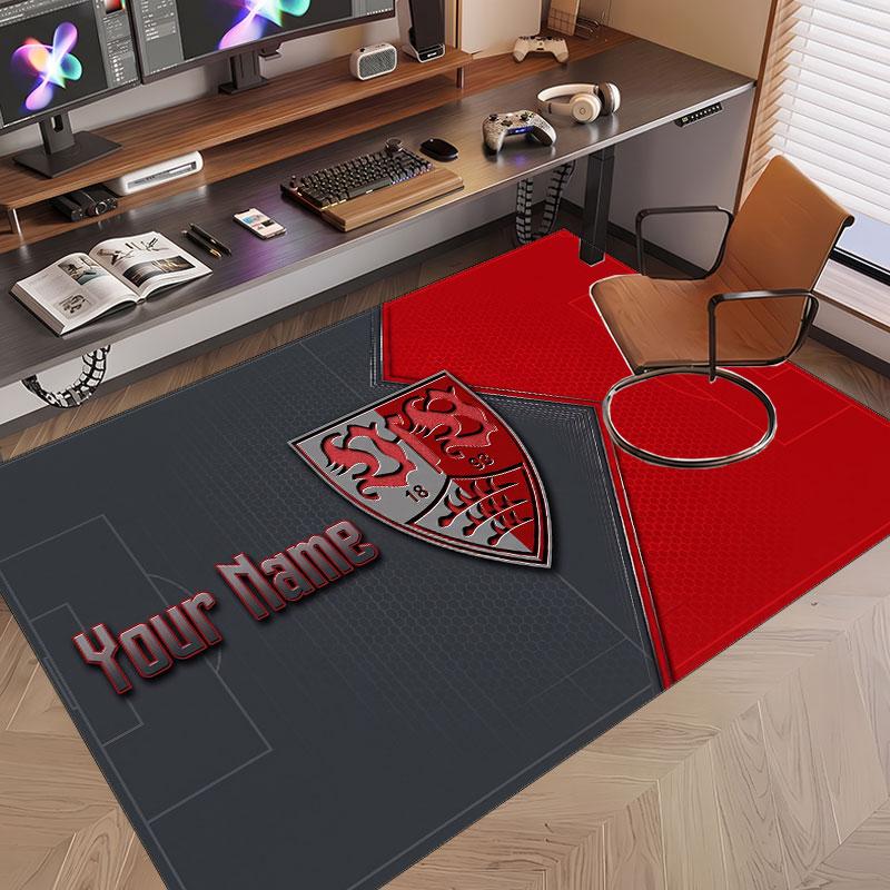 Custom Rug VfB Stuttgart FC Pattern Print Name Text Soft Non‑Slip Floor Carpet for Home Indoor Decoration