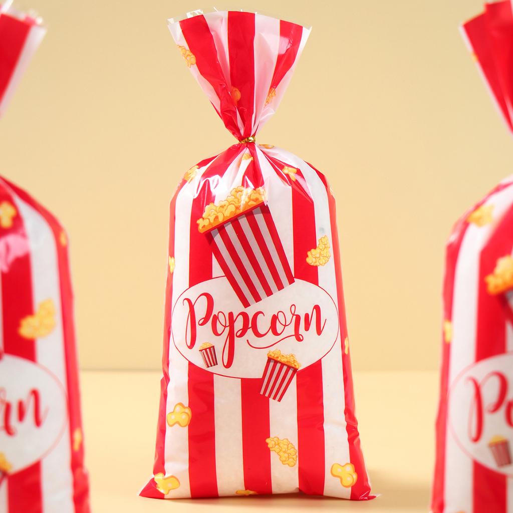 Red White Stripe Candy Bags Cookie Snacks Bags Popcorn Treat Bags for Circus Carnival Birthday Party Favor Baby Shower Decor