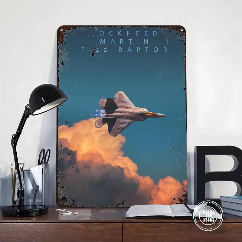 F22 Rapter Lockheed Martin Metal Poster Customized Wall Art Retro Vintage Tinplate Signs for Man Cave Bedroom Decoration Gaming