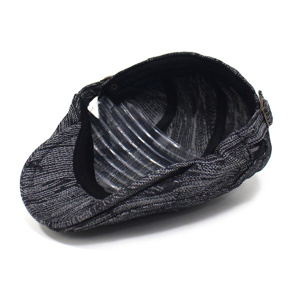 Fashion Cotton Jacquard Denim Beret British Vintage Versatile Forward-Facing Cap Striped Duckbill Cap Men's Trendy