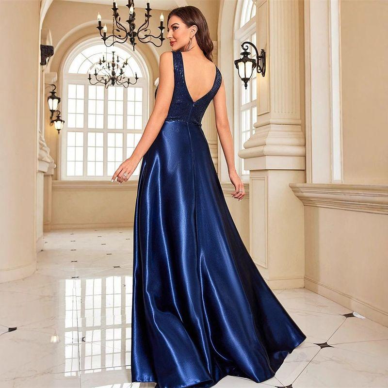 New Style Plus-Size Deep V-Neck Dress, Sexy Long Dress, Sexy Backless Slim-Fit Mermaid Bridesmaid Banquet Evening Gown