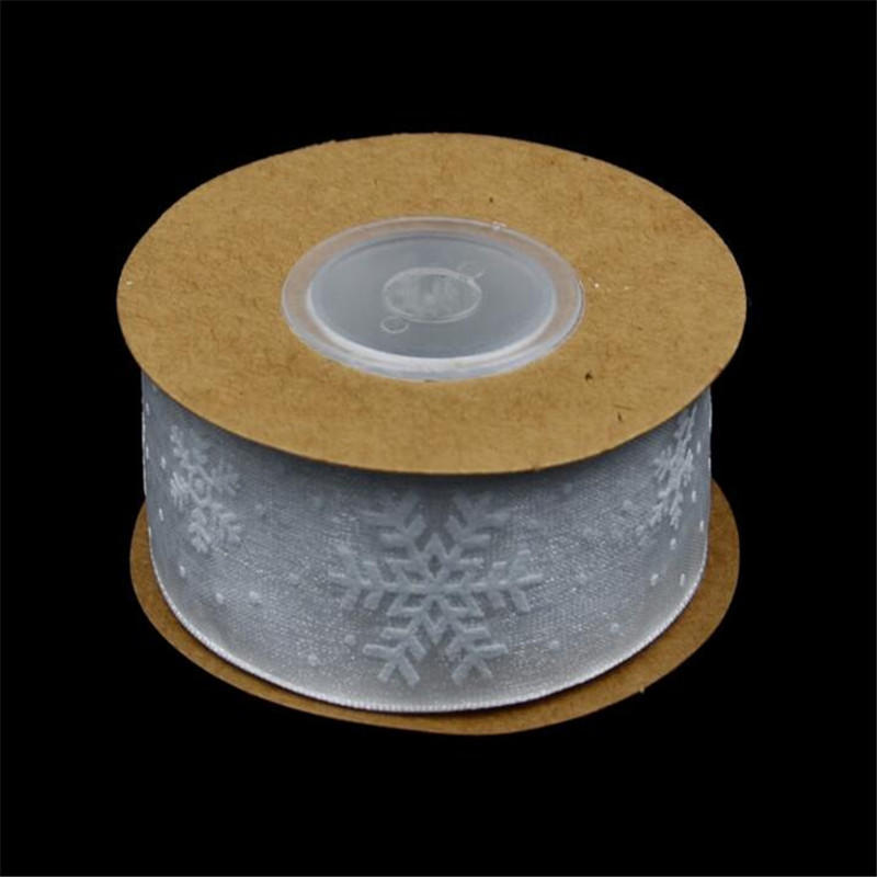 Christmas Printed Ribbons Crafts Sewing Clothing Gift Bow Natural Organza Satin Ribbon Wedding Diy Trim Fabric Decor Accessories