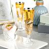 5Pcs Plastic Tumbler Cups 150ml Transparent Elegant Disposable Partyware with Gold Rim Lightweight Drinkware for Weddings Receptions And Celebrations