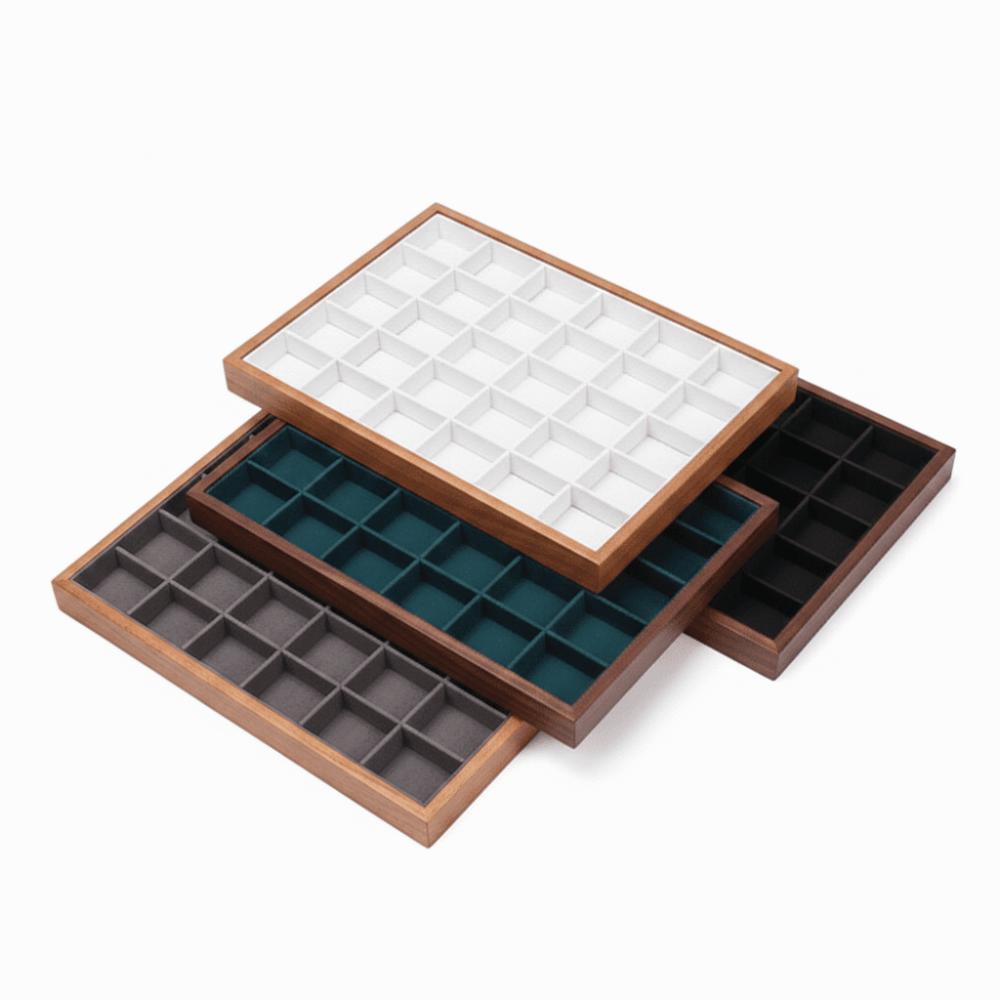 Walnut Wood Jewelry Storage Drawer 30 grid Jewelry Organizer Wood Grain Jewelry Tray Ring Storage