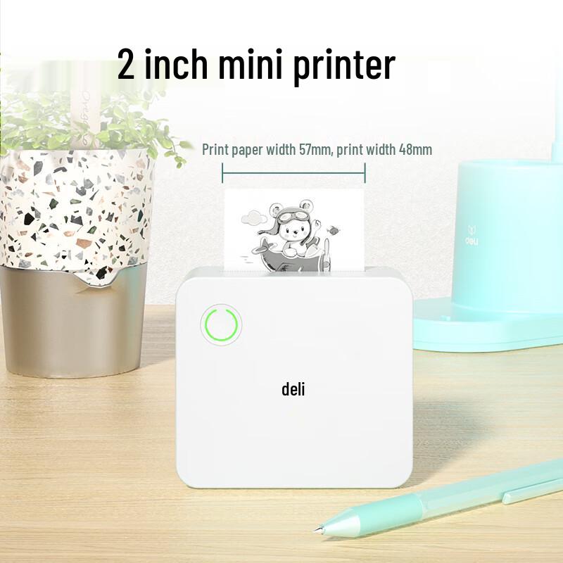 Deli Portable Thermal Printer for Learning & Notes CN plug (adapter included)