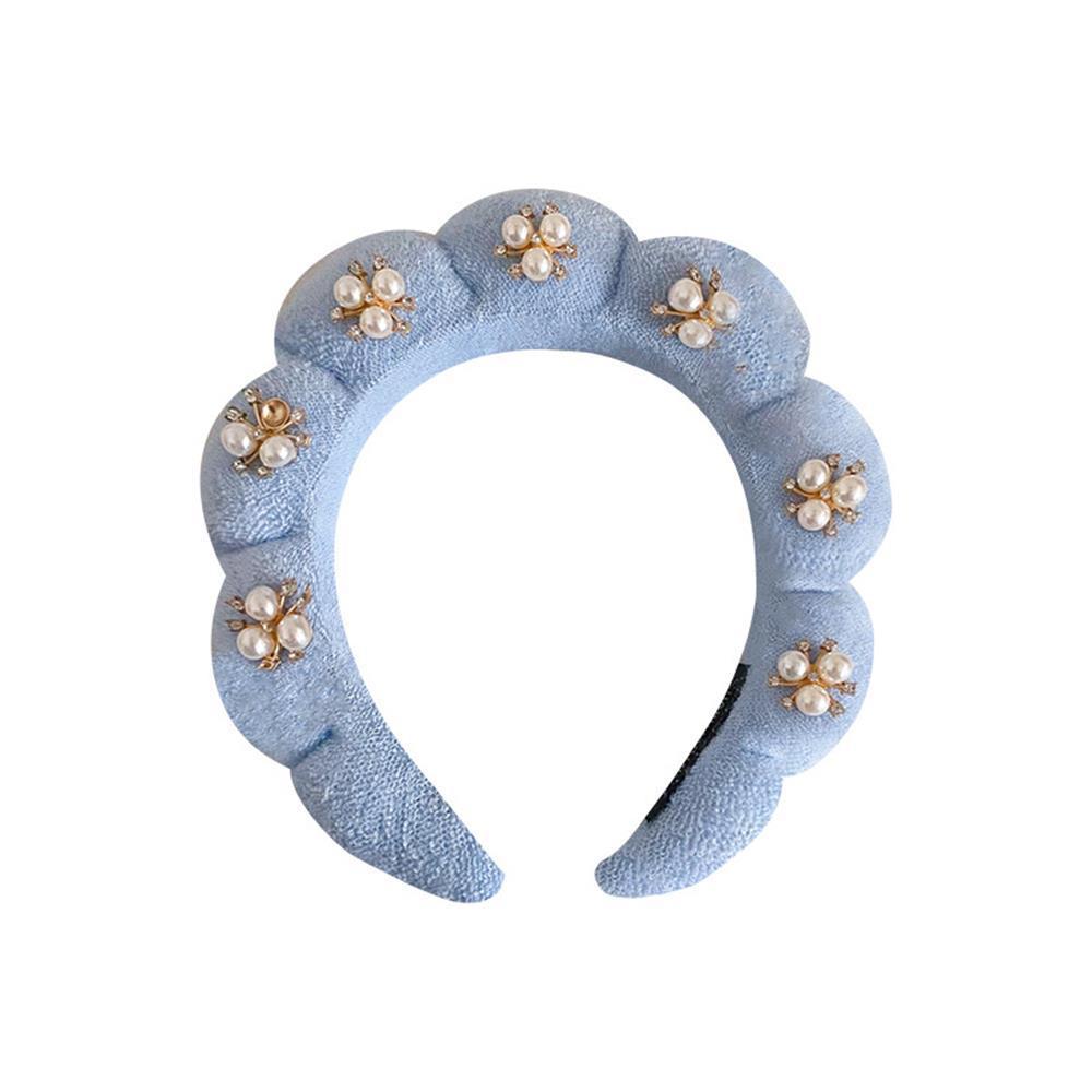 

Ретро Бархатная Облако Жемчужная Повязка для Волос Девочки Губка Голова с Повязкой на Запястье для Умывания Лица Чехол Спа Ванные Принадлежности