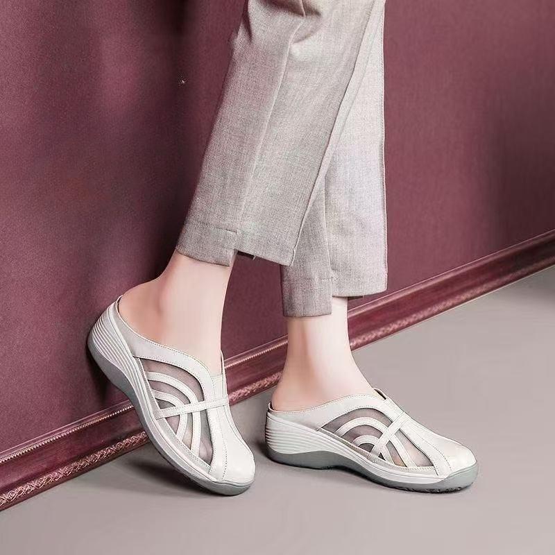 Neue weiche Leder-Flip-Flops mit rutschfestem Hohlmuster - Damenschuhe