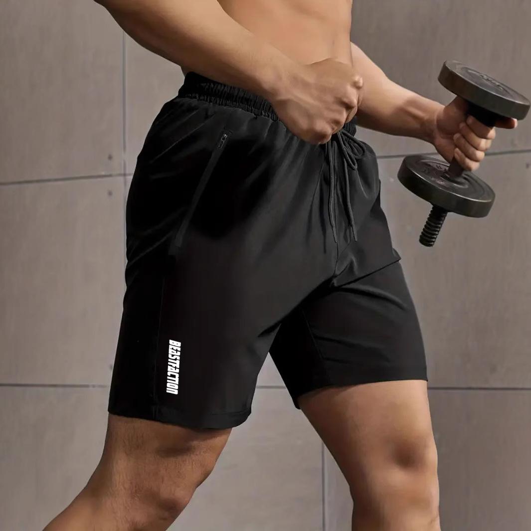 

Быстросохнущие спортивные шорты для лета, пляжа, баскетбола, бега, тренировок, дышащие плавательные мужские шорты M чёрный