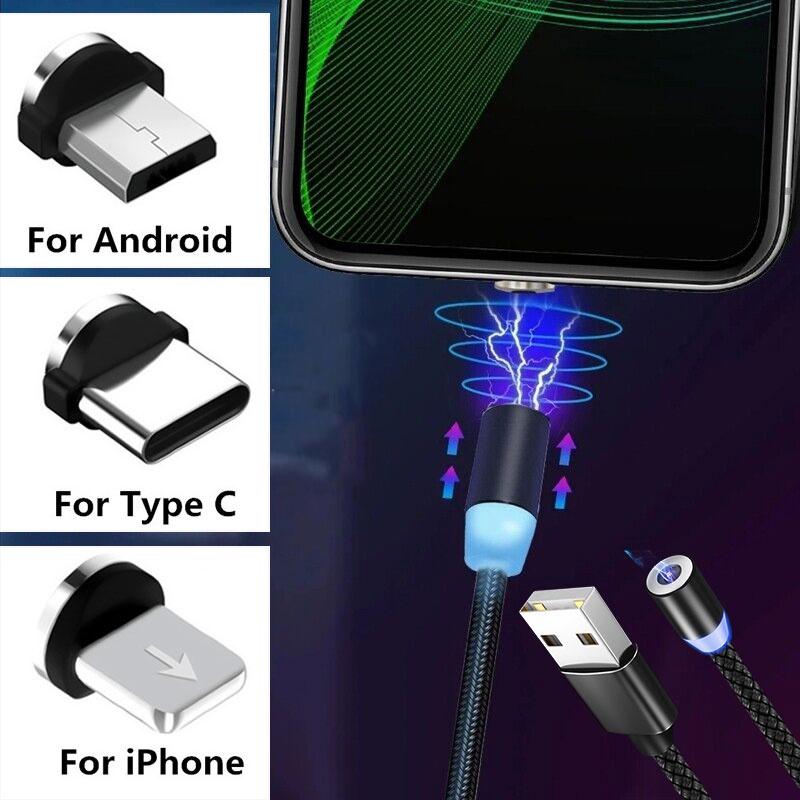Magnetic Charging Head 360 Degree Rotation For Android And Iphone Aluminum Alloy Charging Interface