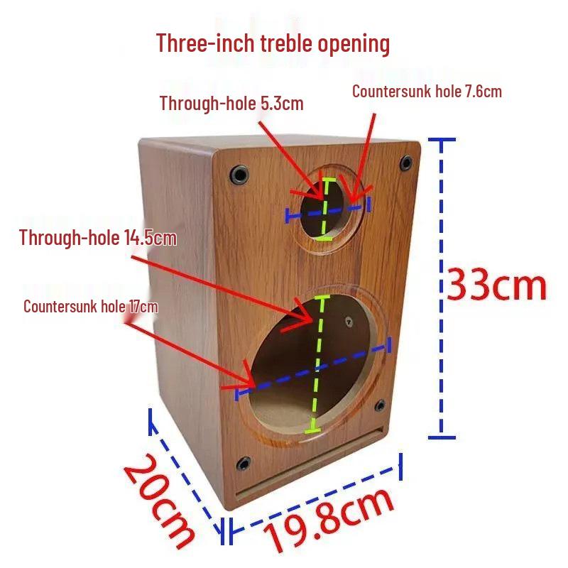 6.5-8 Inch DIY Wooden Bookshelf Speaker Cabinet with Horn for Two-Way Bass
