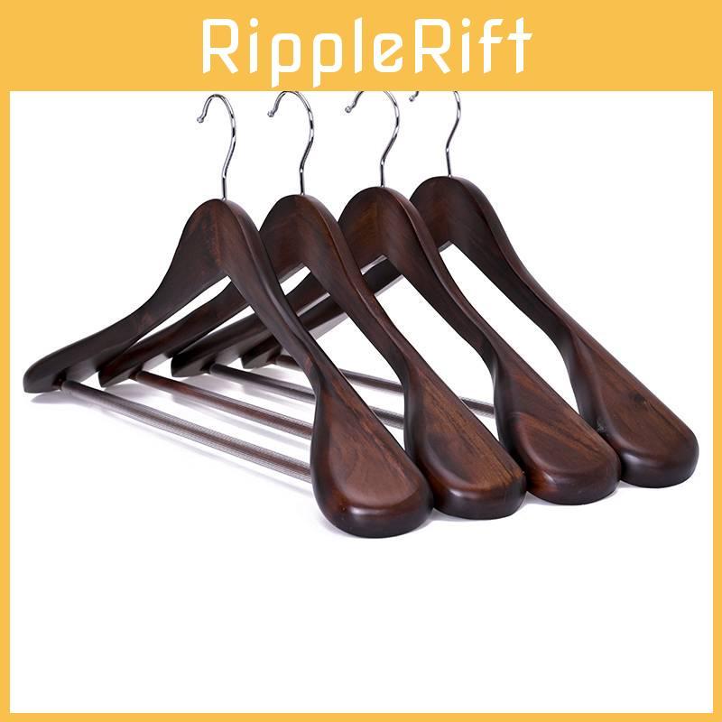 Wooden Clothes Hangers Set With Thickened Nonslip Design For Hotel And Closet Storage