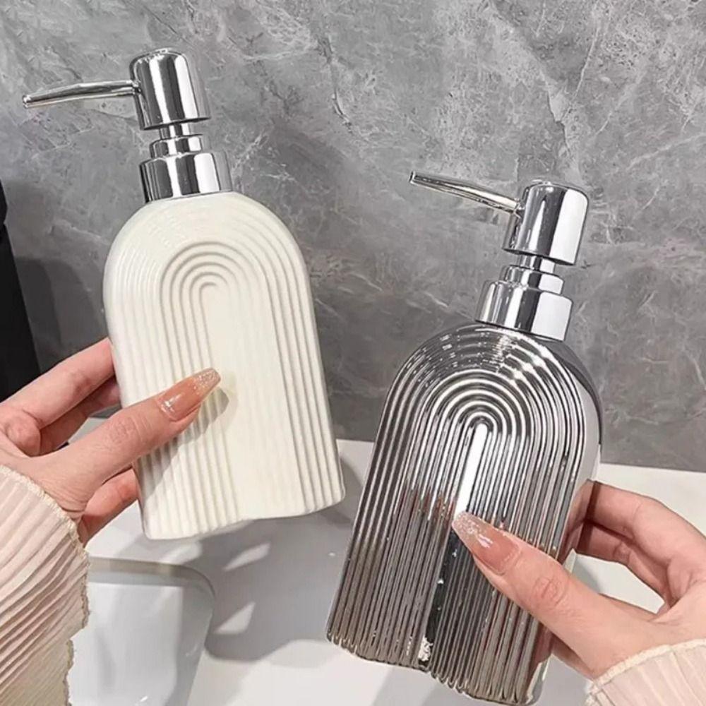 Refillable Ceramic Hand Soap Bottle Press Type Liquid Lotion Storage Bottles  Countertop