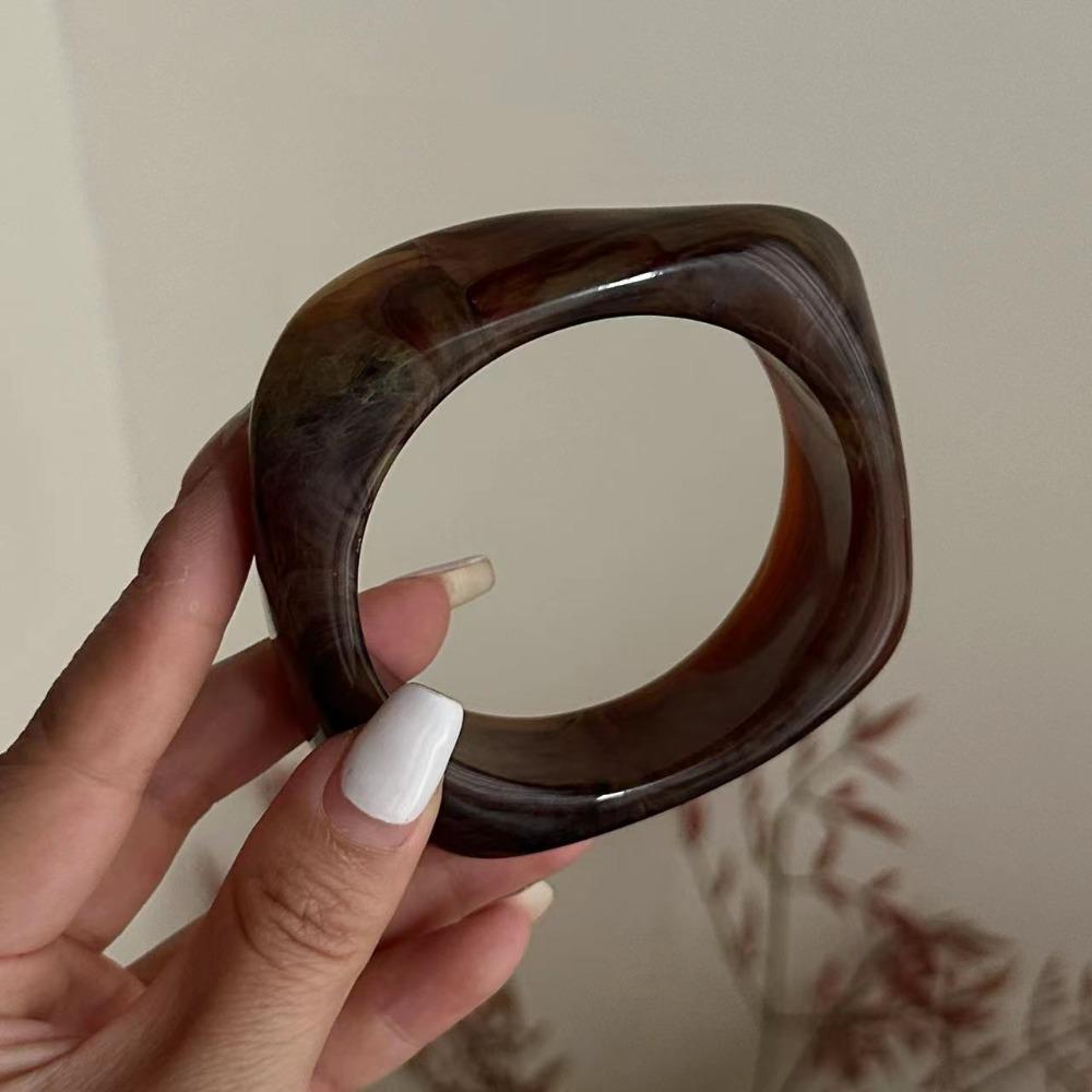 Zinc Zinc Alloy Acrylic Bangle Vintage Retro Hand Ring Creative Irregular Chunky Bangles  Gift