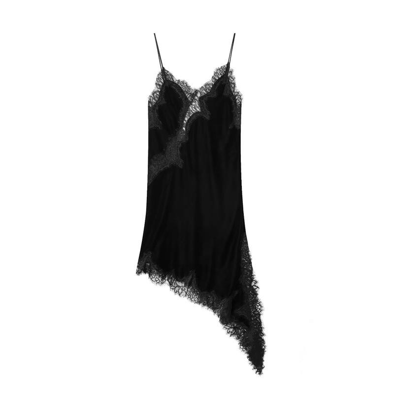 Abito in Pizzo Asimmetrico Europeo e Americano Primavera 2025 - Design Sexy Pura Desiderio