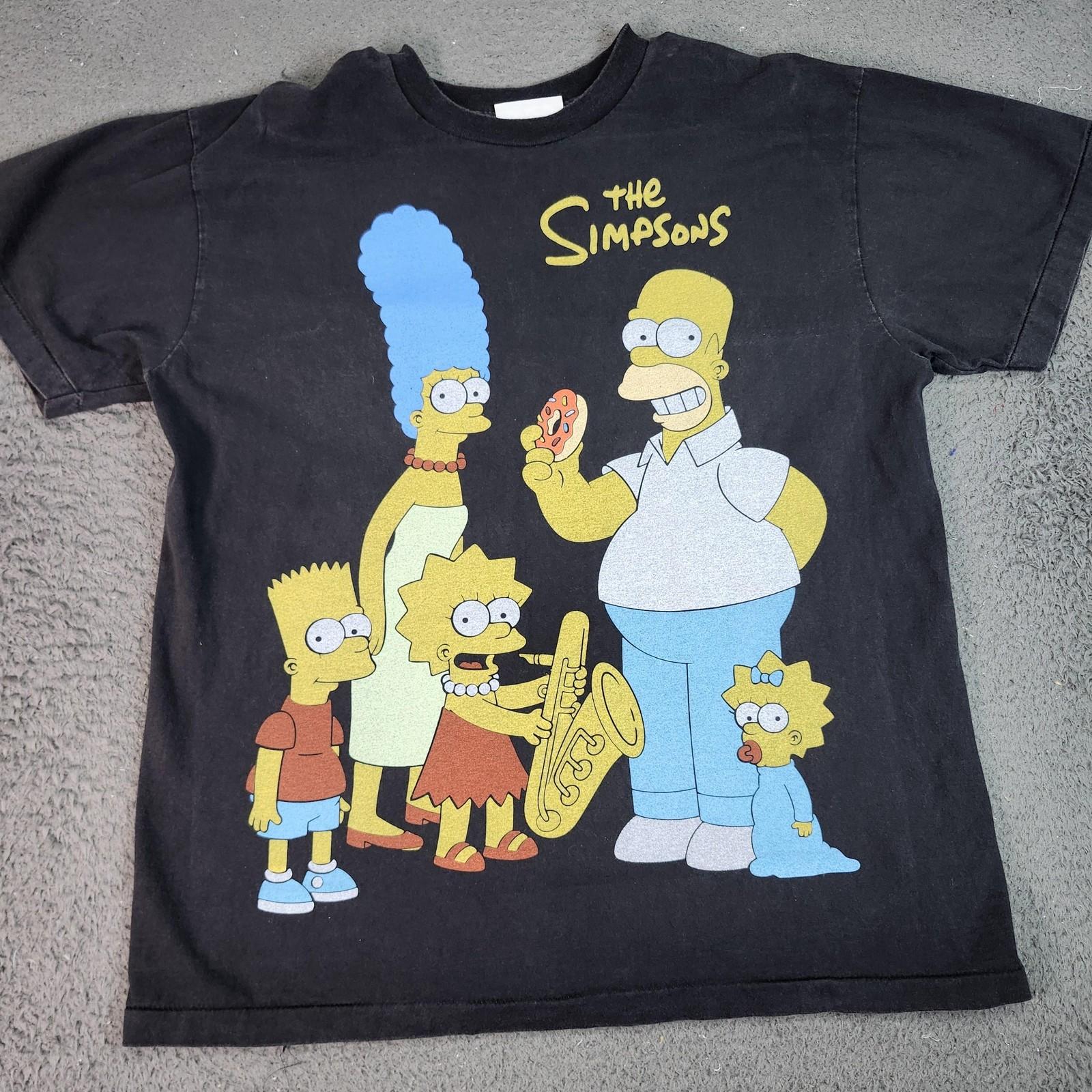 The Simpsons Cartoon Network Shirt Mens Large Black Graphic Double Sided Tee Unisex T-Shirt S