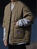 Unisex Retro Gourd Pattern Quilted Cotton Jacket - Short Sleeve Autumn/Winter Casual Outerwear