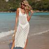 Summer Women Sexy Hollow Out Transparent Knitted Sweater Long Midi Beach Holiday Pullover Dresses