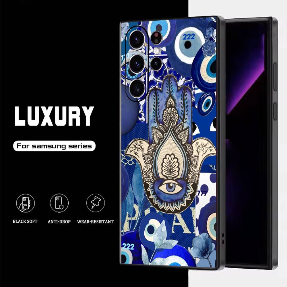 

Lucky Blue Evil Eye Phone Case For Samsung S25,S24,S23,S22,S21,S20,S10,Ultra,Plus,Lite,FE,Soft Silicone Black Cover Samsung S24fe
