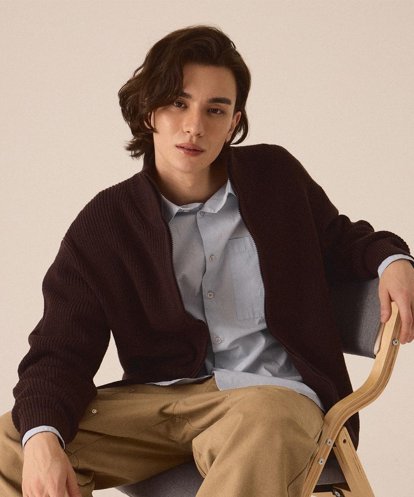 Cutz Two-Way Zip-Up Knit Cardigan - 4 Colors