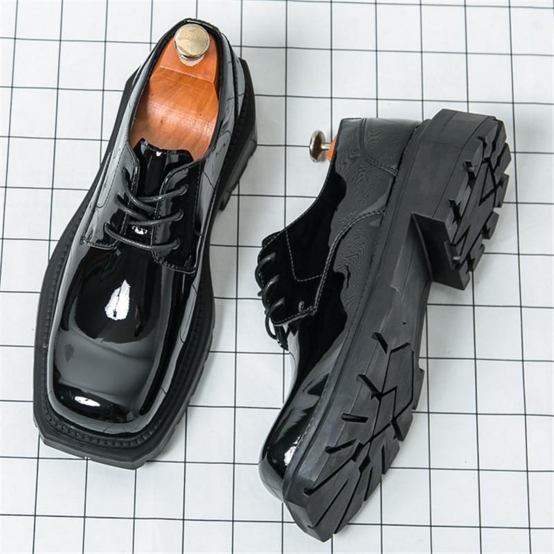 Designer New Fashion Men's Lace Up Thick-soled Height Increasing Derby Shoes Male Moccasins Wedding Prom Homecoming Footwear