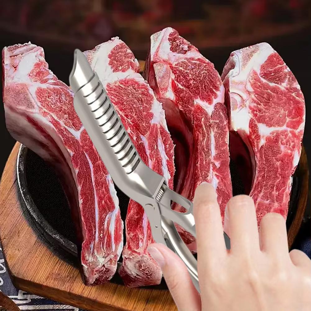 1/2pcs BBQ Rib Membrane Remover Stainless Steel With Curved Blade Handle Preparation Tool Kitchen Barbecue Rib Peeler Accessorie