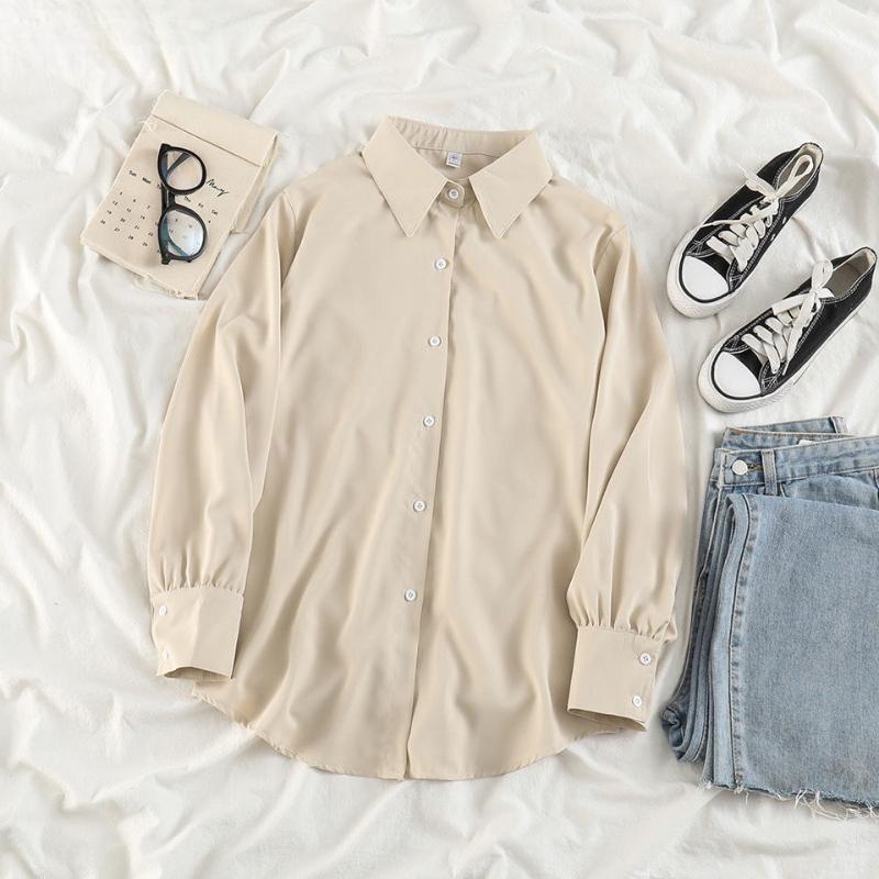Chiffon Shirt Women Classic Retro Korean Office Lady Elegant Oversized Casual Tops