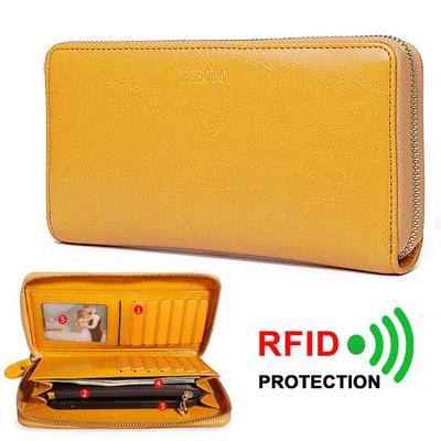 Women's Genuine Leather Clutch Wallet Large Capacity Multi Card Holder Zip Travel Long Ladies Purse