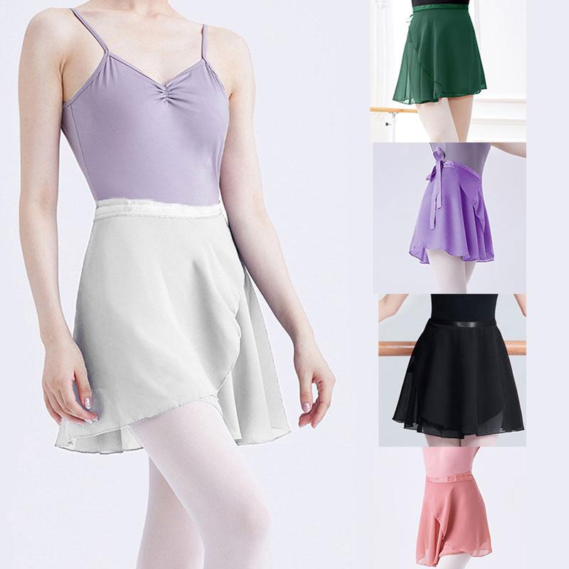 

Women One Piece Half Skirt Student Dance Tie Practice Skirt S белый