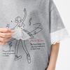 Girl's Classic Round Neck Printed T-shirt with Ruffle Trim
