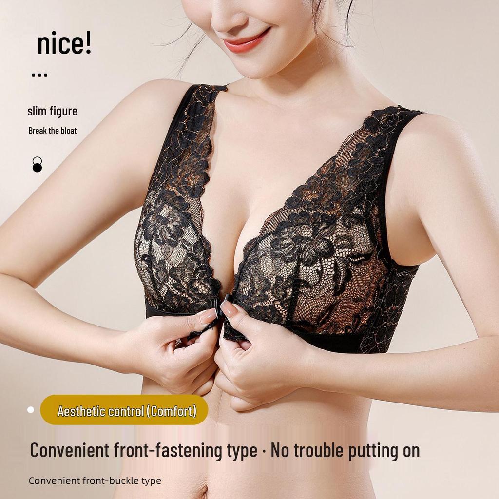 Reggiseno Push-Up Ricamato Stile Cinese: Chiusura anteriore, Sollevamento e Supporto per Seno Piccolo