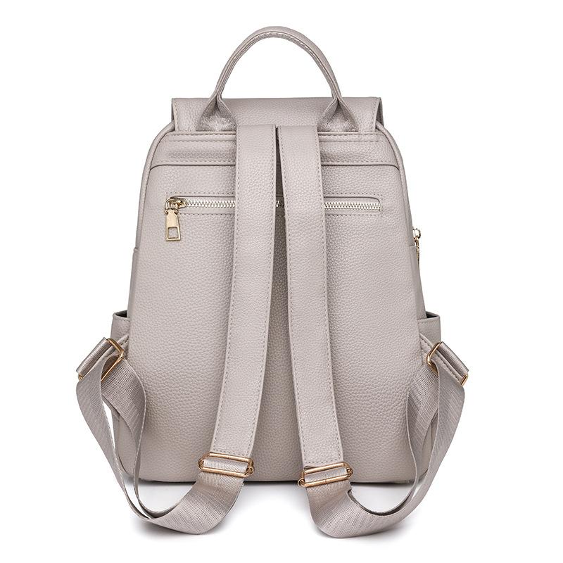 Women's Soft Leather Backpack Solid Color Travel Backpack