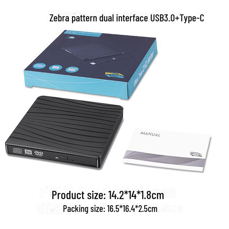 

Внешний CD/DVD-рекордер и считыватель с рисунком «Зебра» USB-C usb+typec чёрный