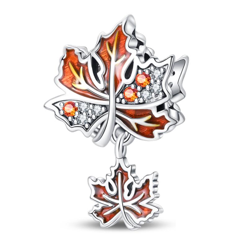 Copper Golden Autumn Series Charms Beads Scarecrow Pumpkin Maple Leaf Charms For Women Fine Diy Jewelry