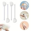 White Silicone Kitchen Cleaning Tool with Folding Brush Head and Long Handle for 360° Glass and Bottle Cleaning