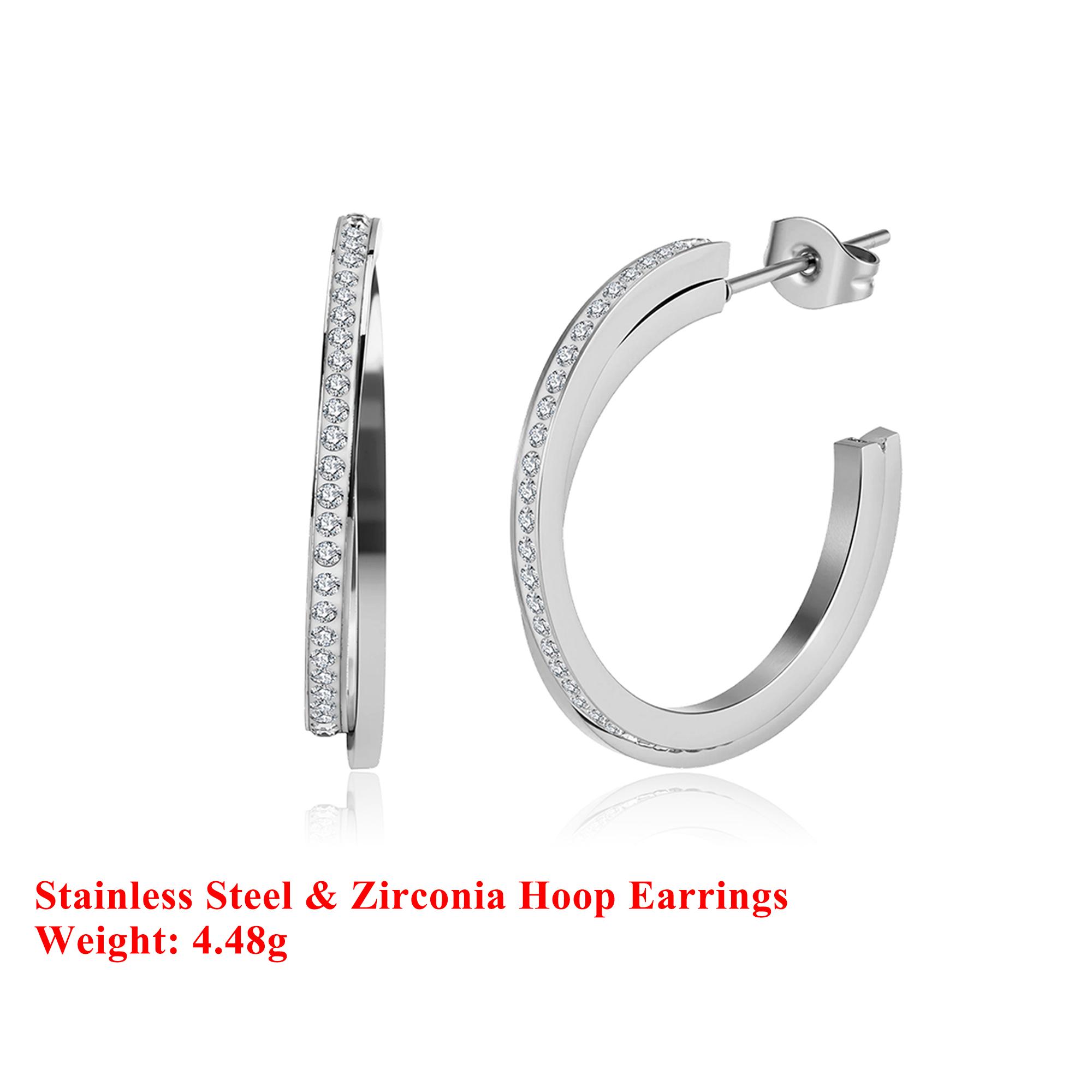 

Effie Queen Stainless Steel 18k Gold Zirconia Hoop Earrings Simple Ear Jewelry for Women, Men Wedding Party Banquet Gift STKE01